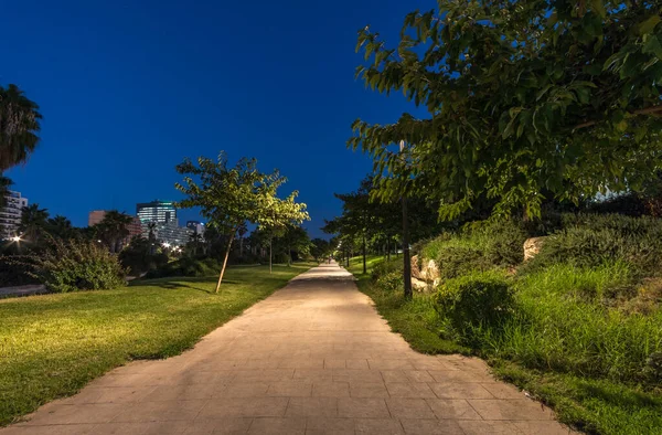 Paesaggio dei giardini del fiume Turia Jardin del, area ricreativa e sportiva a Valencia — Foto Stock