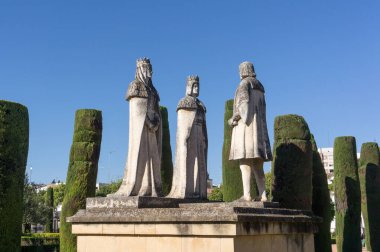 Bahçelerin heykelleri Cordoba, Endülüs 'teki Alcazar de los Reyes Cristianos