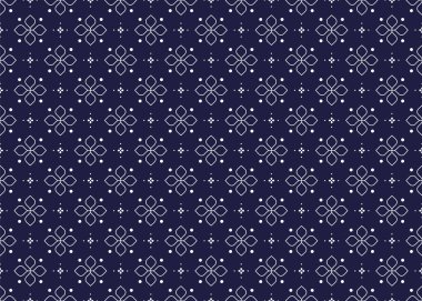 Koyu mavi arka planda pürüzsüz beyaz çiçek, etnik kumaş deseni, Portekiz tarzı, kumaş, halı, batik, duvar kağıdı, ambalaj, vb..