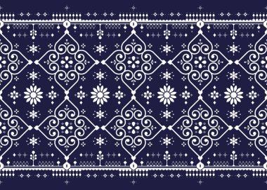 Etnik kumaşsız desen, mavi ve beyaz Portekiz tarzı, kumaş, halı, batik, duvar kağıdı, ambalaj vs..