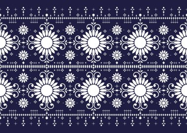 Mandalas, etnik kumaş kusursuz desen, mavi ve beyaz tarz, kumaş, halı, batik, duvar kağıdı, ambalaj vb..