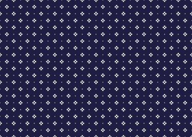 Koyu mavi arkaplanda beyaz pikselin kareleri pürüzsüz desen, kumaş, halı, batik, duvar kağıdı, ambalaj vs..