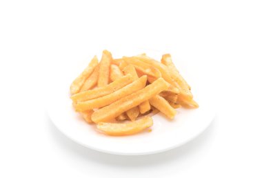 Beyaz arka planda patates kızartması.