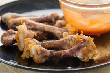 tavuk kemiği plaka üzerinde