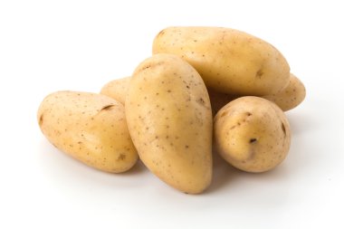 beyaz zemin üzerine taze patates