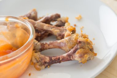 tavuk kemiği plaka üzerinde