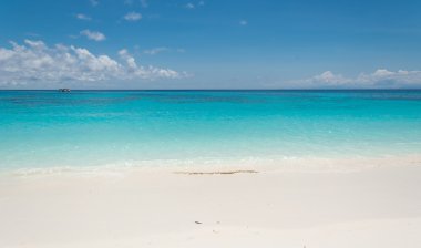 Deniz ve plaj ile mavi gökyüzü