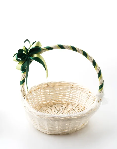 Woven basket on white — Stock Photo, Image