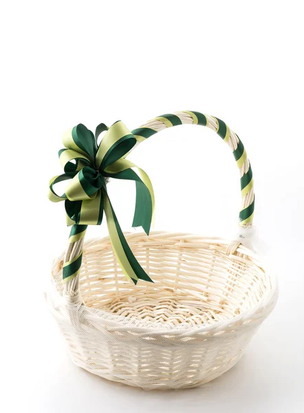 Woven basket on white — Stock Photo, Image