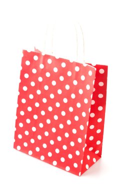 Beyaz üzerine kağıt torba.