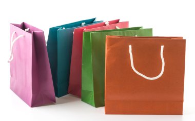 Beyaz üzerine kağıt torba.