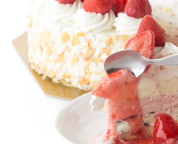 Édesség eper élvezet fagylalt torta — Stock Fotó