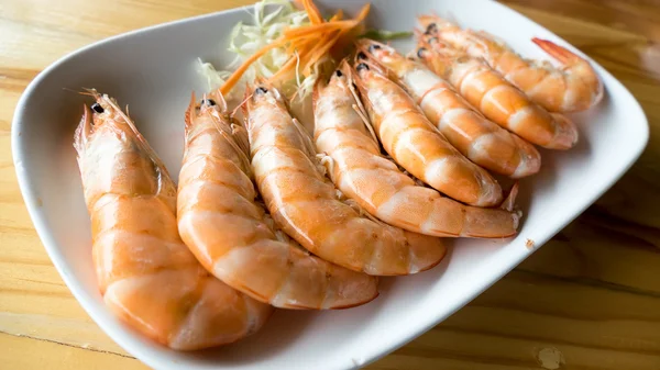 Salted shrimp on white plate — Stock Photo, Image