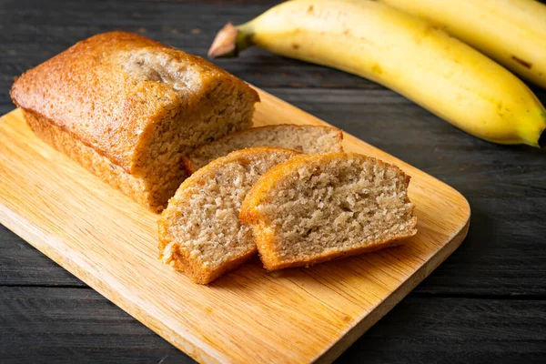 Домашний Банановый Хлеб Банановый Торт Нарезанный — стоковое фото