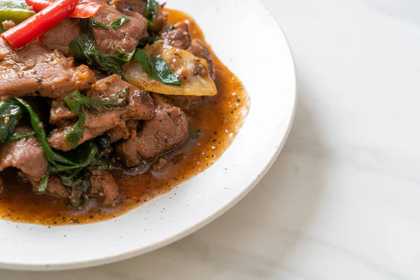 Pimienta Negra Frita Con Pato Estilo Comida Asiática — Foto de Stock