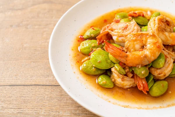 Stir-Fried Twisted Cluster Bean with Shrimp - Thai food style