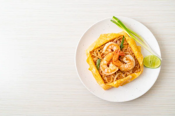 Thai Stir Fried Noodles Shrimps Egg Wrap Pad Thai Thai — Stock Photo, Image