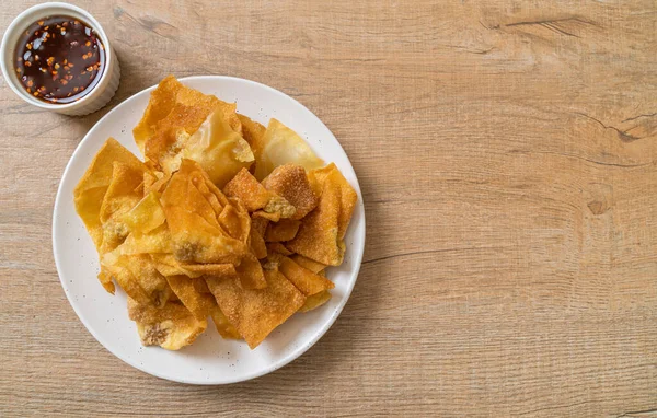 Wonton Porco Frito Com Molho Mergulho — Fotografia de Stock