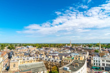 Cambridge şehrinin yüksek açılı görüntüsü, Birleşik Krallık.