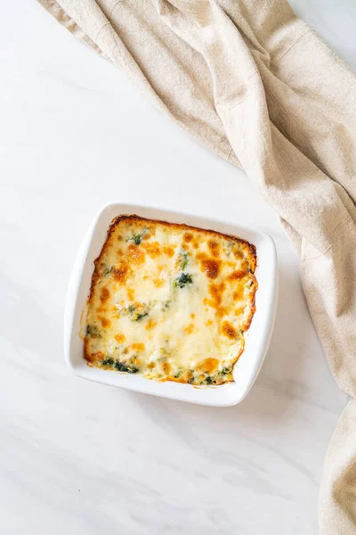 Baked Spinach Lasagna Cheese White Plate — Stock Photo, Image