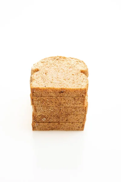 Ψωμί Ολικής Άλεσης Κομμένο Λευκό Φόντο — Φωτογραφία Αρχείου