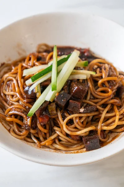 Jajangmyeon Jjajangmyeon Korean Noodle Black Sauce Korean Food Style — Stock Photo, Image