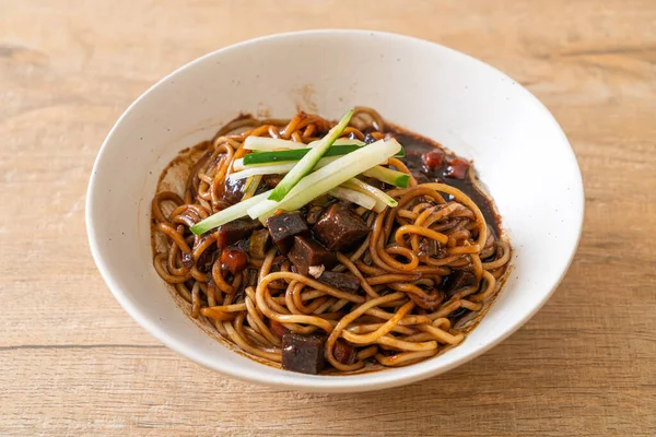 Jajangmyeon Jjajangmyeon Korean Noodle Black Sauce Korean Food Style — Stock Photo, Image