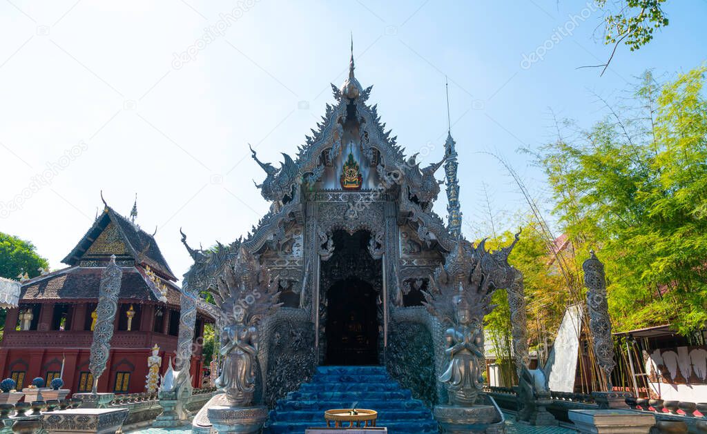 Beautiful architecture at The Silver Temple or Wat Sri Suphan in Chiang Mai City at north of Thailand