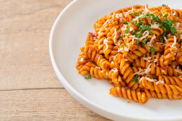 Spiraal Spirali Pasta Met Tomatensaus Kaas Italiaanse Keuken — Stockfoto
