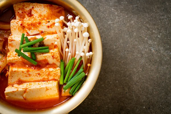 Kimchi Soup Tofu Egg Korean Kimchi Stew Korean Food Traditional — Stock Photo, Image