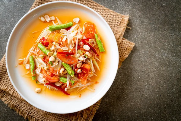 Papaya Spicy Salad Somtam Thai Traditional Street Food Style — Stock Photo, Image