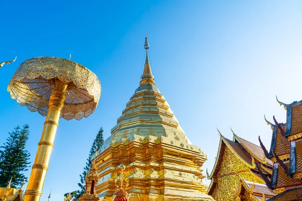 Krásná Zlatá Hora Chrámu Wat Phra Doi Suthep Chiang Mai — Stock fotografie