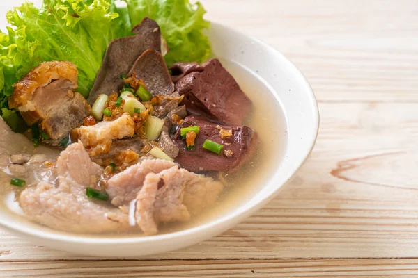 Pork Entrails Blood Jelly Soup Bowl Rice Asian Food Style — Stock Photo, Image