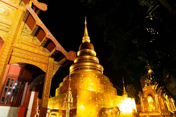 Bela Arquitetura Templo Wat Phra Sing Waramahavihan Nught Província Chiang — Fotografia de Stock