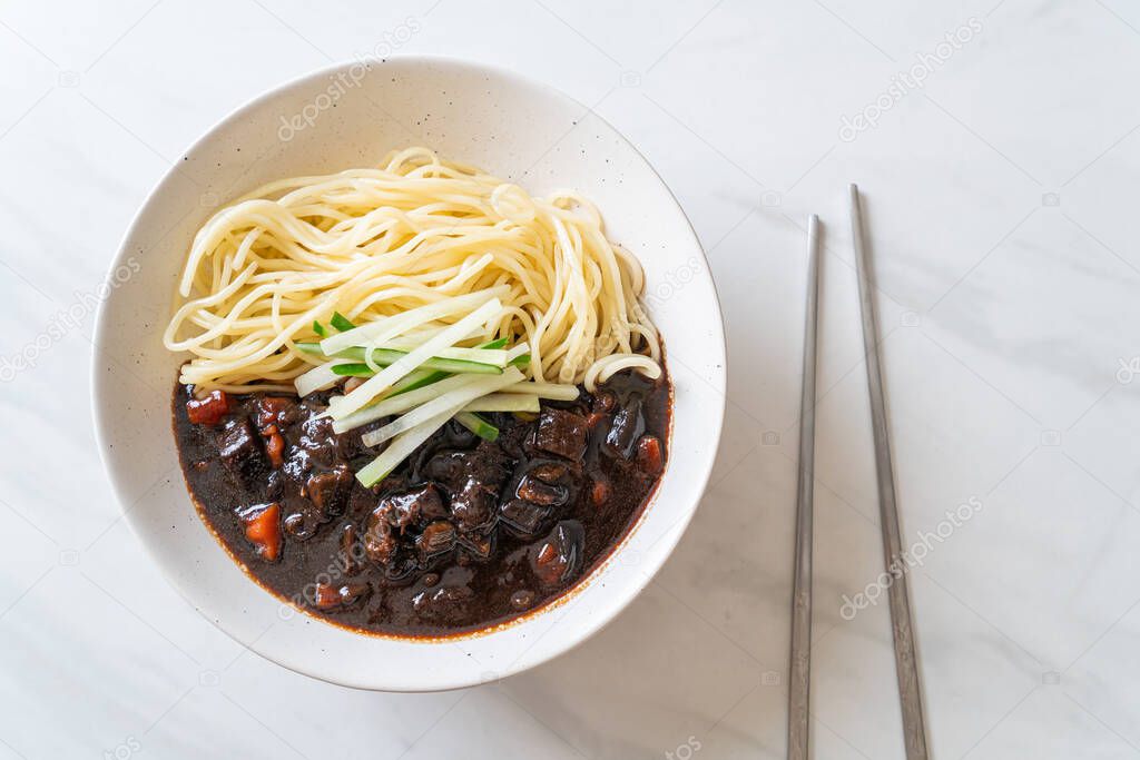 Jajangmyeon or JJajangmyeon is Korean Noodle with Black Sauce - Korean Food Style