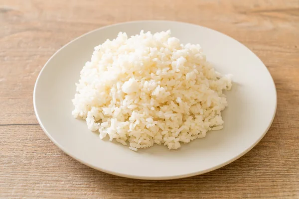 Cooked Thai Jasmine White Rice Plate — Stock Photo, Image