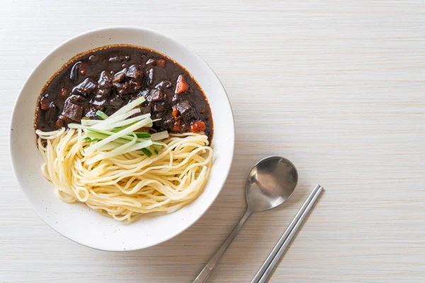 Jajangmyeon Jjajangmyeon Korean Noodle Black Sauce Korean Food Style — Stock Photo, Image