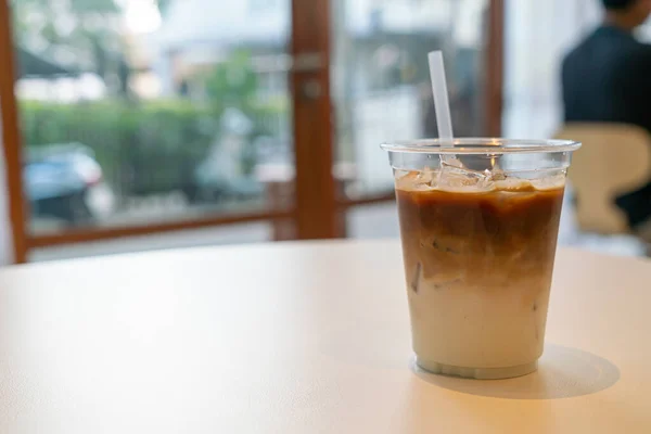 Iskall Latte Kaffekopp Café Restaurang — Stockfoto