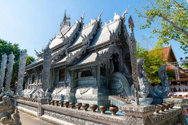 Bela Arquitetura Templo Prata Wat Sri Suphan Chiang Mai City — Fotografia de Stock
