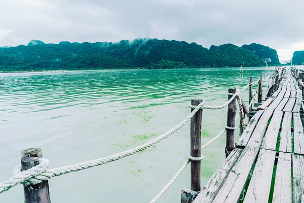 Holzbrücke Der Talet Bay Khanom Nakhon Sri Thammarat Touristenreiseziel Thailand — Stockfoto