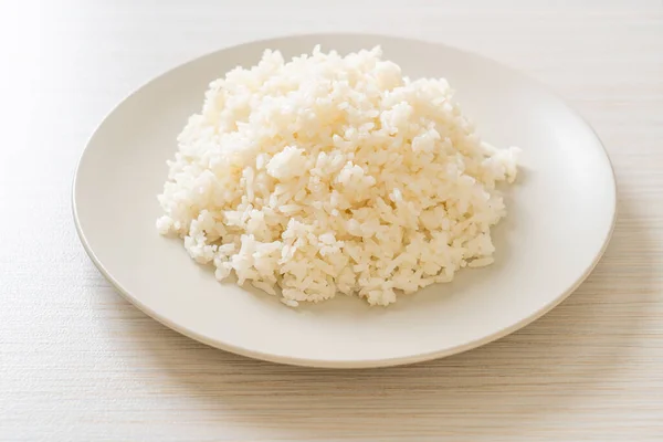 Gekochter Thai Jasmin Weißer Reis Auf Teller — Stockfoto