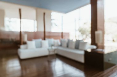 Özet olarak, arka plan için soyut bulanık ve odaksız otel lobisi