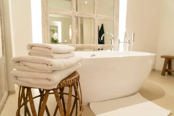 towel with bath tub in luxury bathroom