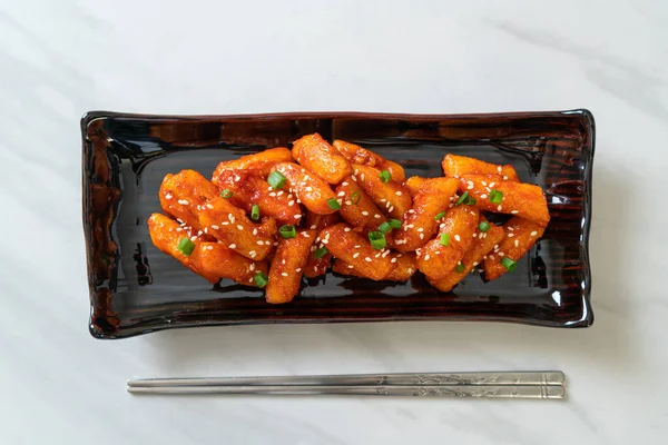 deep fried Korean rice cake (Tteokbokki) with spicy sauce - Korean food style