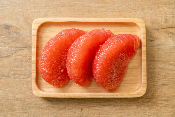 Fresh Red Pomelo Fruit Grapefruit Plate — Stock Photo, Image