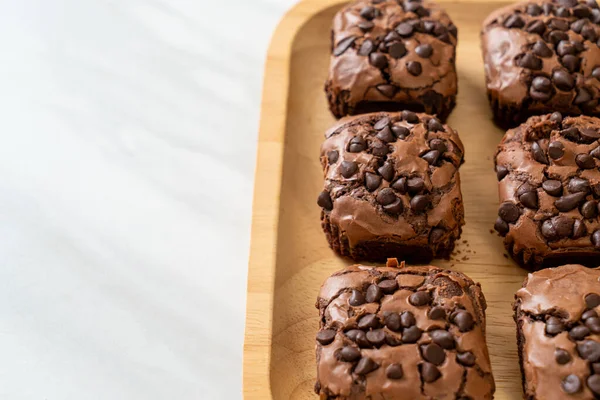 Dark Chocolate Brownies Chocolate Chips Top — Stock Photo, Image