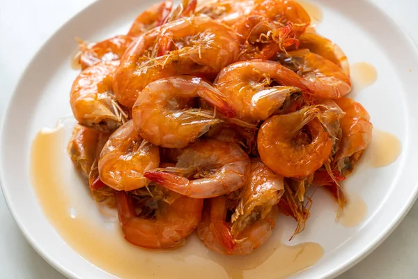 Crevettes Sucrées Est Plat Thaïlandais Qui Cuisine Avec Sauce Poisson — Photo