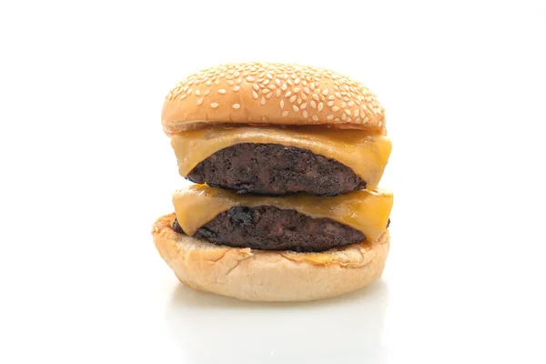 Hamburger Oder Rindfleisch Burger Mit Käse Isoliert Auf Weißem Hintergrund — Stockfoto