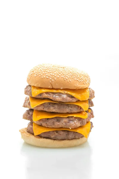 Свиной Гамбургер Бургер Свининой Сыром Белом Фоне — стоковое фото