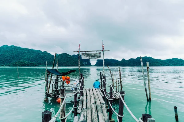 Holzbrücke Der Talet Bay Khanom Nakhon Sri Thammarat Touristenreiseziel Thailand — Stockfoto